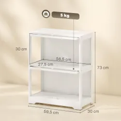 Vitrina Expositora para Colecciones de 2 Niveles con Puertas Abatibles de Acrílico para Figuras 59,5x30x73 cm Bl... - Ogal.Es