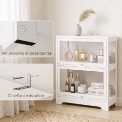 Vitrina Expositora para Colecciones de 2 Niveles con Puertas Abatibles de Acrílico para Figuras 59,5x30x73 cm Bl... - Ogal.Es