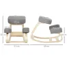 Silla Ergonómica de Rodillas con Cojines Acolchados Marco de Madera para una Mejor Postura Oficina Gris - Ogal.Es