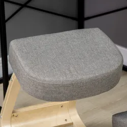 Silla Ergonómica de Rodillas con Cojines Acolchados Marco de Madera para una Mejor Postura Oficina Gris - Ogal.Es