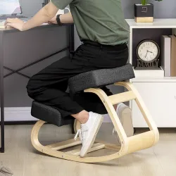 Silla Ergonómica de Rodillas con Cojines Acolchados Marco de Madera para una Mejor Postura Oficina Negro - Ogal.Es