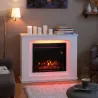 Chimenea Eléctrica 1000/2000W con Efecto de Llama de 5 Niveles de Brillo y 12 Colores para 30 ㎡ Blanco - Ogal.Es