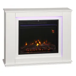 Chimenea Eléctrica 1000/2000W con Efecto de Llama de 5 Niveles de Brillo y 12 Colores para 30 ㎡ Blanco - Ogal.Es