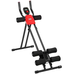 Máquina Abdominales Plegable con Monitor LCD para Entrenamiento de Cuerpo Completo en Casa Rojo y Negro - Ogal.Es