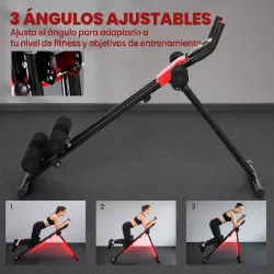 Máquina Abdominales Plegable con Monitor LCD para Entrenamiento de Cuerpo Completo en Casa Rojo y Negro - Ogal.Es