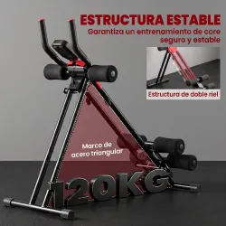 Máquina Abdominales Plegable con Monitor LCD para Entrenamiento de Cuerpo Completo en Casa Rojo y Negro - Ogal.Es
