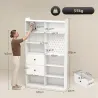 Estantería para Libros Alta y Estrecha con Panel Perforado 2 Cajones 8 Compartimentos Abiertos 120x30x200 cm Blanco - Ogal.Es