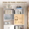 Estantería para Libros Alta y Estrecha con Panel Perforado 2 Cajones 8 Compartimentos Abiertos 120x30x200 cm Blanco - Ogal.Es