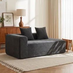 Sofá de 2 Plazas de Chenilla con 2 Almohadas Asiento con Muelles No Requiere Montaje 71,5x91,5x83 cm Gris Oscuro - Ogal.Es
