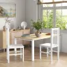 Juego de 2 Sillas de Comedor con Respaldo Alto de Listones y Estructura en Madera de Pino 38,5x47,5x99 cm Blanco - Ogal.Es