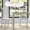 Juego de 2 Sillas de Comedor con Respaldo Alto de Listones y Estructura en Madera de Pino 38,5x47,5x99 cm Blanco - Ogal.Es