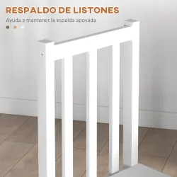 Juego de 2 Sillas de Comedor con Respaldo Alto de Listones y Estructura en Madera de Pino 38,5x47,5x99 cm Blanco - Ogal.Es