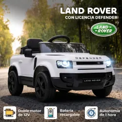 Coche Eléctrico SUV para Niños Land Rover Defender 12?V Mando a Distancia Suspensión Arranque Suave 2,7-4,5 km/h... - Ogal.Es