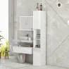 Armario de Baño Alto y Estrecho con Puertas y Estantes Ajustables 30x30x181,5 cm Blanco Brillo - Ogal.Es