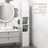 Armario de Baño Alto y Estrecho con Puertas y Estantes Ajustables 30x30x181,5 cm Blanco Brillo - Ogal.Es