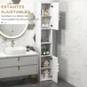 Armario de Baño Alto y Estrecho con Puertas y Estantes Ajustables 30x30x181,5 cm Blanco Brillo - Ogal.Es
