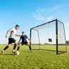Portería de Fútbol para Jardín 300x120x200 cm con Red Estructura Metálica y Acolchada EPE Negro y Amarillo - Ogal.Es