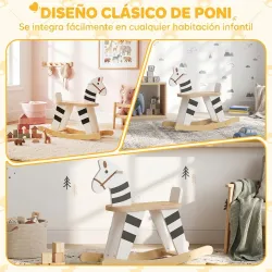 Caballito Balancín para Bebés Caballo Balancín con Base de Madera y Respaldo para Niños de 1,5 a 3 Años Negro y ... - Ogal.Es