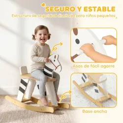 Caballito Balancín para Bebés Caballo Balancín con Base de Madera y Respaldo para Niños de 1,5 a 3 Años Negro y ... - Ogal.Es