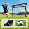 Portería de Fútbol para Jardín 240x85x160 cm con Red Estructura Metálica Acolchada EPE y Piquetas Negro y Amarillo - Ogal.Es