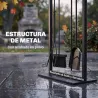 Juego de Utensilios para Chimenea de 5 Piezas de Metal con Cepillo Pala Atizador Pinzas y Soporte Negro - Ogal.Es
