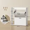Zapatero Estrecho con 2 Puertas 3 Estantes Laterales y Estantes Ajustables para 15 Pares de Zapatos Blanco - Ogal.Es