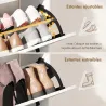 Zapatero Estrecho con 2 Puertas 3 Estantes Laterales y Estantes Ajustables para 15 Pares de Zapatos Blanco - Ogal.Es