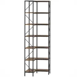 Estantería de Esquina de 7 Niveles Estantería Industrial para Dormitorio Salón Estudio 60x60x198 cm Marrón Rústico - Ogal.Es