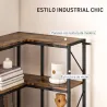 Estantería de Esquina de 7 Niveles Estantería Industrial para Dormitorio Salón Estudio 60x60x198 cm Marrón Rústico - Ogal.Es