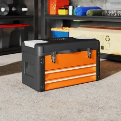 Maletín de Herramientas Resistente con 2 Cajones y Asa de Transporte Caja para Hogar y Taller Naranja - Ogal.Es