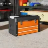 Maletín de Herramientas Resistente con 2 Cajones y Asa de Transporte Caja para Hogar y Taller Naranja - Ogal.Es
