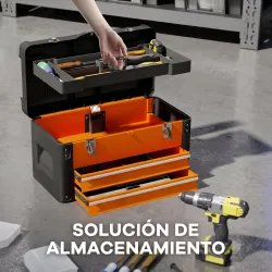 Maletín de Herramientas Resistente con 2 Cajones y Asa de Transporte Caja para Hogar y Taller Naranja - Ogal.Es