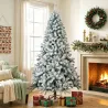 Árbol de Navidad Nevado de 220 cm con 1000 Puntas de PVC Ignífugo Ramas Articuladas Montaje Rápido Verde y Blanco - Ogal.Es