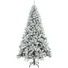 Árbol de Navidad Nevado de 220 cm con 1000 Puntas de PVC Ignífugo Ramas Articuladas Montaje Rápido Verde y Blanco - Ogal.Es