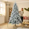 Árbol de Navidad Nevado de 220 cm con 1000 Puntas de PVC Ignífugo Ramas Articuladas Montaje Rápido Verde y Blanco - Ogal.Es