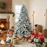 Árbol de Navidad Nevado de 220 cm con 1000 Puntas de PVC Ignífugo Ramas Articuladas Montaje Rápido Verde y Blanco - Ogal.Es