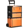 Caja de Herramientas con Ruedas Apilable Carro de Herramientas de Acero con Bandeja Mango Telescópico Naranja y ... - Ogal.Es