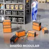 Caja de Herramientas con Ruedas Apilable Carro de Herramientas de Acero con Bandeja Mango Telescópico Naranja y ... - Ogal.Es
