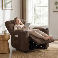 Sillón Relax Reclinable Eléctrico Calor Lumbar Masaje Vibración Motor Silencioso Función Memoria Bolsillos USB M... - Ogal.Es