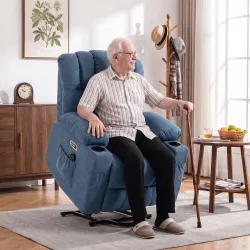 Sillón Relax Reclinable Eléctrico Levanta Personas Masaje Vibratorio y Calor Asiento Ancho USB-C USB-A Bolsillos... - Ogal.Es