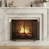 Salvachispas para Chimenea Plegable de 3 Paneles de Metal con Doble Puerta para Hogar 122x75 cm Negro - Ogal.Es