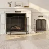 Salvachispas para Chimenea Plegable de 3 Paneles de Metal con Doble Puerta para Hogar 122x75 cm Negro - Ogal.Es