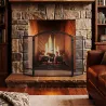 Salvachispas para Chimenea Plegable de 3 Paneles de Metal con Doble Puerta para Hogar 122x75 cm Negro - Ogal.Es