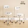 Taburete con Ruedas Giratorio Altura Regulable de Cuero Sintético con Respaldo para Spa Oficina Tatuajes Blanco - Ogal.Es
