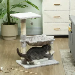 Árbol Rascador de Gatos Torre de Gatos 50x36x70 cm Centro de Actividad con Hamaca Plataforma Postes de Sisal Gri... - Ogal.Es