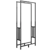 Leñero Exterior de Acero Robusto para Leña con Ancho Alto Ajustables Carga 100 kg 45,5-75,5x25x98-170 cm Negro - Ogal.Es