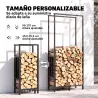 Leñero Exterior de Acero Robusto para Leña con Ancho Alto Ajustables Carga 100 kg 45,5-75,5x25x98-170 cm Negro - Ogal.Es