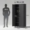 Armario de Herramientas de Acero 180 cm con Ruedas Extraíbles Estantes Ajustables Carga 250 kg para Garaje Negro - Ogal.Es