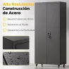 Armario de Herramientas de Acero 180 cm con Ruedas Extraíbles Estantes Ajustables Carga 250 kg para Garaje Negro - Ogal.Es