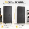 Armario de Herramientas de Acero 180 cm con Ruedas Extraíbles Estantes Ajustables Carga 250 kg para Garaje Negro - Ogal.Es